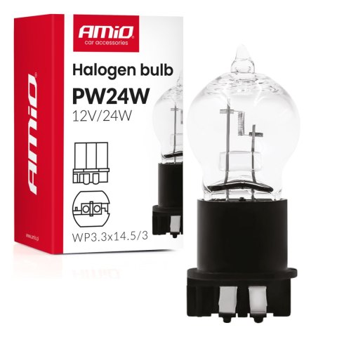 Żarówka halogenowa pw24w wp3.3x14.5-3 24w 12v amio-04409