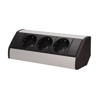 Gniazdo meblowe 3x2P+Z, schuko, czarno-srebrne