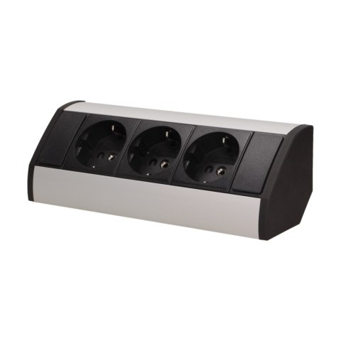 Gniazdo meblowe 3x2P+Z, schuko, czarno-srebrne