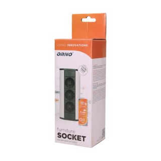 Gniazdo meblowe 3x2P+Z, schuko, czarno-srebrne