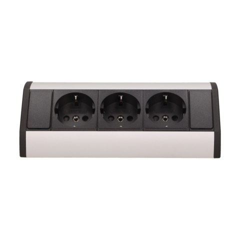 Gniazdo meblowe 3x2P+Z, schuko, czarno-srebrne