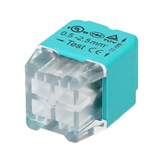 Złączka instalacyjna wciskana 4-przewodowa; dwurzędowa; na drut 0,75-2,5mm?; IEC 300V/24A 100 szt.