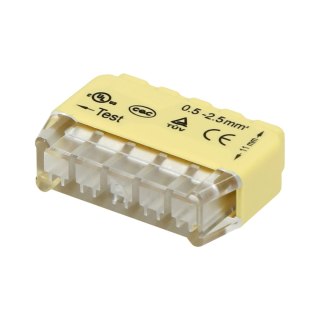 Złączka instalacyjna wciskana 5-przewodowa; na drut 0,75-2,5mm?; IEC 300V/24A; 10 szt.