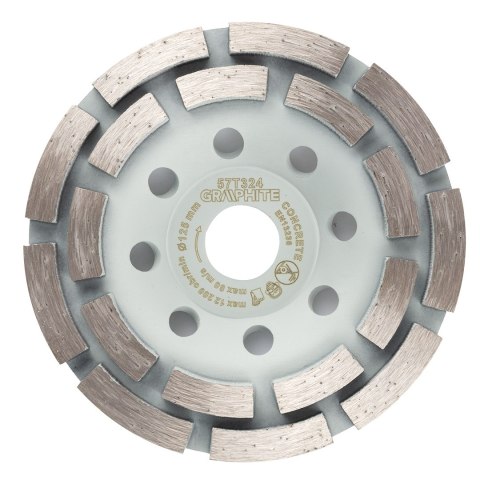 Tarcza diamentowa szlifierska, 2 segmenty, 125 x 22.2 mm, na sucho
