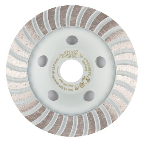 Tarcza diamentowa szlifierska, turbo, 125 x 22.2 mm, na sucho