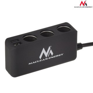 Rozdzielacz gniazda zapalniczki samochodowej Maclean, woltomierz, 3 gniazda zapalniczki, 4xUSB, 4.8A, max 120W, czarny, gumowany