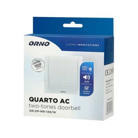 Dzwonek elektromechaniczny dwutonowy QUARTO AC, 230V, biały