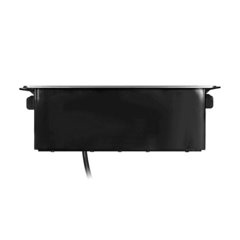 Gniazdo meblowe wysuwane z blatu z płaskim frezowanym rantem, ładowarką USB i przewodem 2m, 3 gniazda typ E, 2 x USB (2,4A), 3x