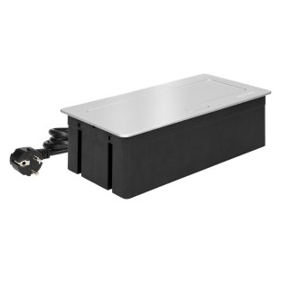 NOEN Kaseta meblowa wpuszczana w blat ze zintegrowaną ramką PCV na gniazda modułowe 3 x 45x45mm lub 6 x 22,5x45mm, przewód 1,5m,