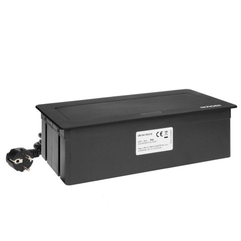 NOEN Kaseta meblowa wpuszczana w blat ze zintegrowaną ramką PCV na gniazda modułowe 3 x 45x45mm lub 6 x 22,5x45mm, przewód 1,5m,