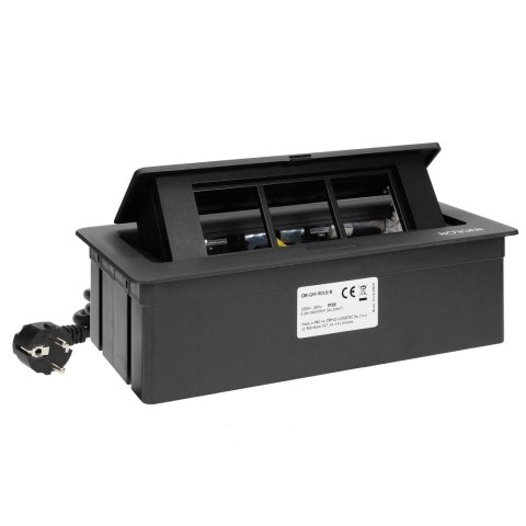 NOEN Kaseta meblowa wpuszczana w blat ze zintegrowaną ramką PCV na gniazda modułowe 3 x 45x45mm lub 6 x 22,5x45mm, przewód 1,5m,