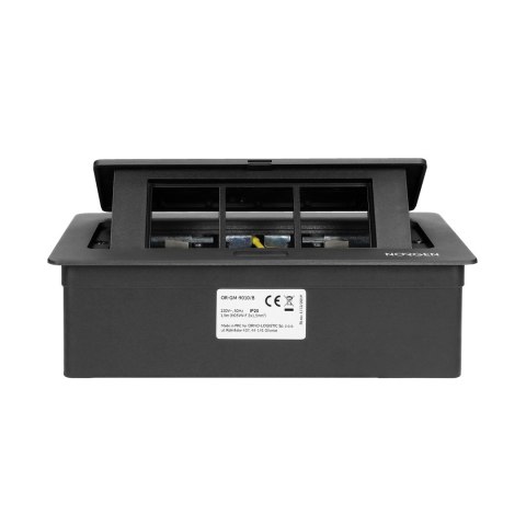 NOEN Kaseta meblowa wpuszczana w blat ze zintegrowaną ramką PCV na gniazda modułowe 3 x 45x45mm lub 6 x 22,5x45mm, przewód 1,5m,