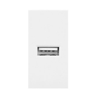 NOEN USB, port modułowy 22,5x45mm z ładowarką USB, 2,1A 5V DC, biały