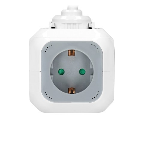 Przedłużacz 4 krotny 2P+Z (schuko), ładowarka 2xUSB, 1,4m H05VV-F 3x1,5mm?, szaro-biały