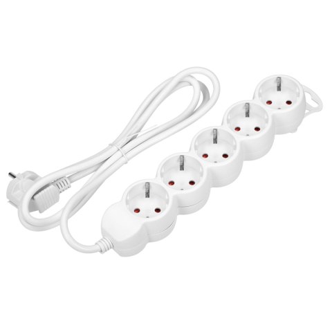 Przedłużacz 5-krotny 2P+Z (schuko), 1,5m H05VV-F 3x1,0mm?, Imax=10A, biały