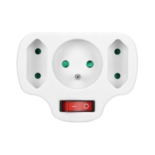 Rozgałęźnik 1x2P+Z, 2x2P/II z włącznikiem, biały