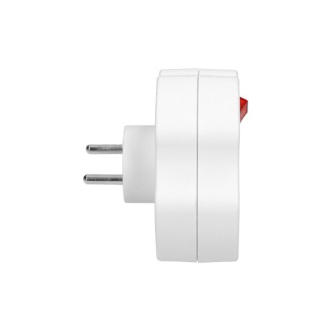 Rozgałęźnik 1x2P+Z, 2x2P/II z włącznikiem, biały