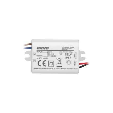 Zasilacz MINI do LED do puszki 12VDC 6W, IP67, 55/29,5/22mm