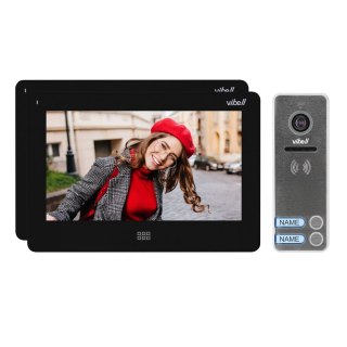 Zestaw wideodomofonowy 2-rodzinny, bezsłuchawkowy kolor, LCD 7", dotykowy, menu OSD, pamięć, gniazdo na kartę SD, DVR, sterowani
