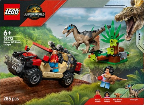 Klocki jurassic world 76972 ucieczka terenówką przed raptorem