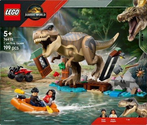Klocki jurassic world 76975 ucieczka rzeką przed tyranozaurem