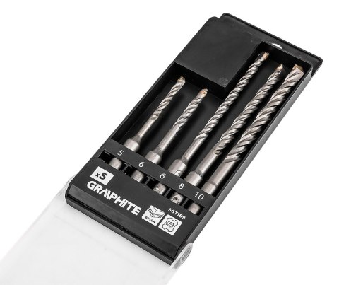 Zestaw wierteł do betonu SDS Plus z podwójną spiralą 5 x 6 x 110 mm, 6 x 8 x 10 x 160 mm, zestaw: 5
