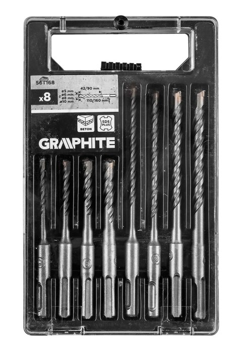 Zestaw wierteł do betonu SDS Plus z podwójną spiralą 5 x 6 x 8 x 10 x 110 mm, 5 x 6 x 8 x 10 x 160 m