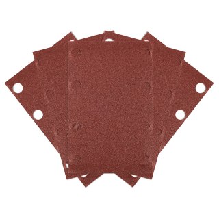 Papiery ścierne na rzep, prostokąt  80 x 130 mm, P120, 5 szt., z 8 otworami do 04-623
