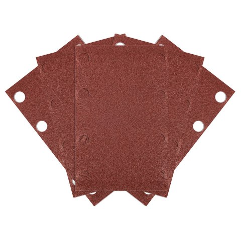 Papiery ścierne na rzep, prostokąt  80 x 130 mm, P120, 5 szt., z 8 otworami do 04-623