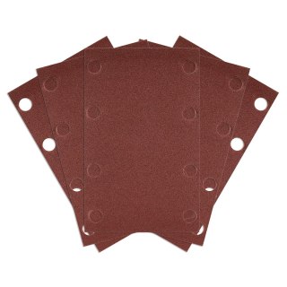 Papiery ścierne na rzep, prostokąt  80 x 130 mm, P240, 5 szt., z 8 otworami do 04-623
