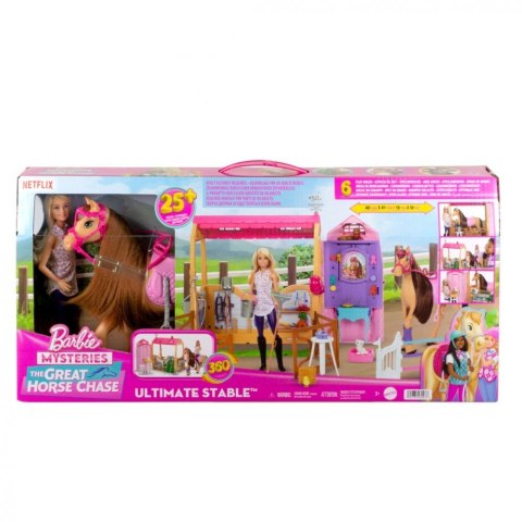 Lalka barbie zestaw ze stajnią, koniem i akcesoriami