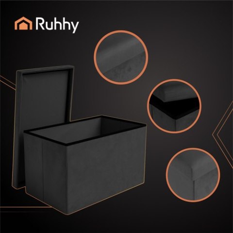 Pufa welurowa czarna 60x30x30 cm Ruhhy 25995