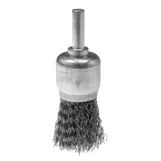 Szczotka druciana pędzelkowa 24 mm, drut karbowany, stalowy, z trzpieniem 6 mm