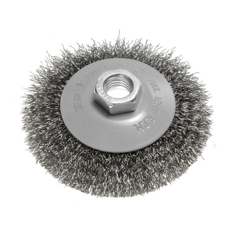 Szczotka druciana tarczowa 100 mm, drut karbowany, stalowy, M14