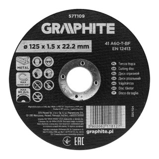 Tarcza tnąca, korundowa do metalu 125 x 1.5 x 22.2 mm, 41 A60-T-BF