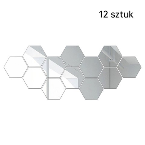 AG543D Naklejki lustro sześciokąty 12szt