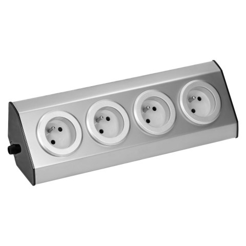 Gniazda meblowe, kuchenne montowane na rzepy 4x2P+Z INOX,