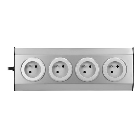 Gniazdo meblowe, kuchenne montowane na rzepy 4x2P+Z INOX z przewodem 1,5m.