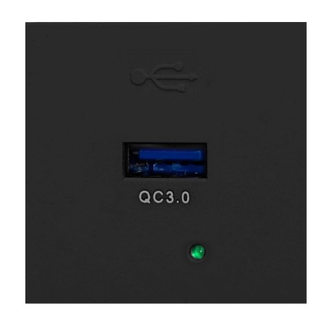 NOEN USBQ, port modułowy 45x45mm z ładowarką USB quick charge 3A/5V; 2A/9V; 1,5A/12V, czarny