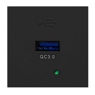 NOEN USBQ, port modułowy 45x45mm z ładowarką USB quick charge 3A/5V; 2A/9V; 1,5A/12V, czarny