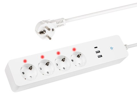 98-420# Inteligentna listwa zasilająca 1,5m 2xusb+usb-c wifi tuya
