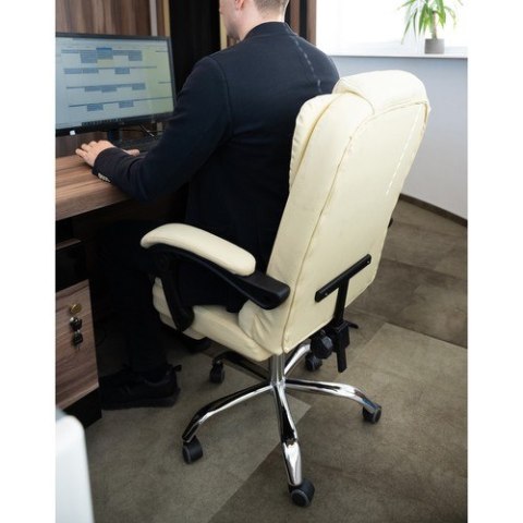 Fotel biurowy z podnóżkiem- beżowy Malatec 23287