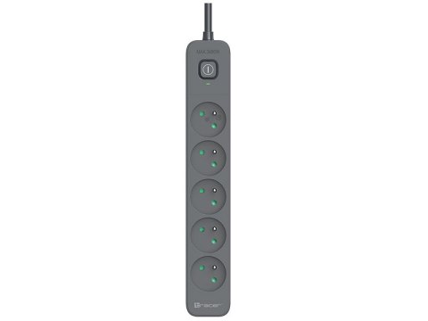 Listwa zasilająca antyprzepięciowa TRACER Power Line+ 1,8 m Graphite (5 gniazd)