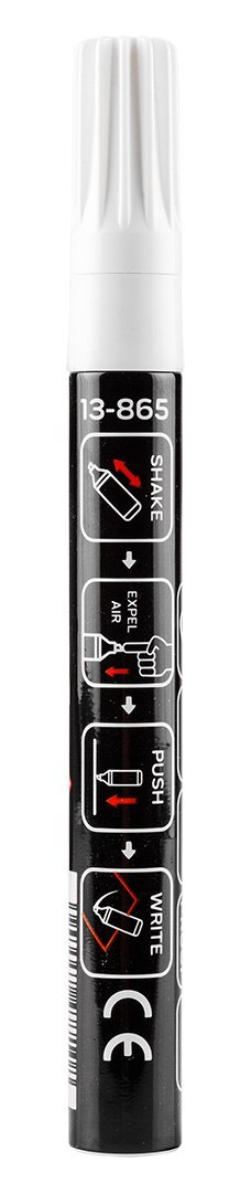 Marker budowlany, biały, permanentny, wodoodporny, lakierowy, aluminiowy, wielokrotność 12 szt.