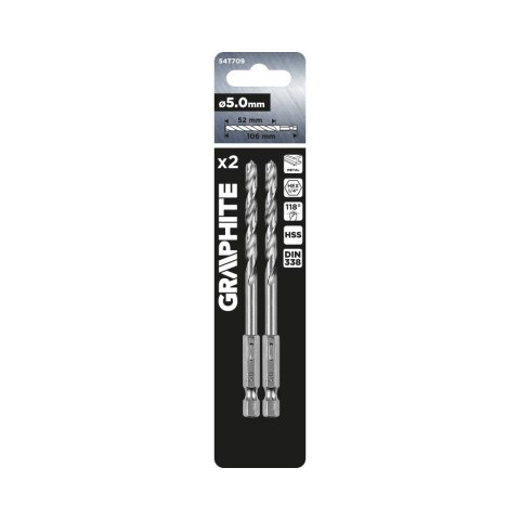Wiertło do metalu Hex 5.0 mm, 2 szt.