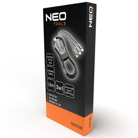 Kabel 3w1, 1,2m