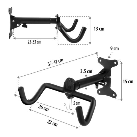 Rowerowy uchwyt ścienny Maclean, poziomy, stal, max. obciążenie 30kg, MC-484