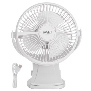 AD 7342 white Wentylator biurkowy z klipsem |akumulatorowy| 15,5 cm | 360° obrót| usb-c |