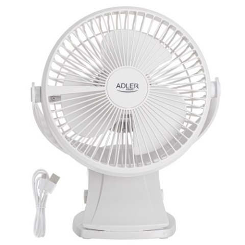AD 7342 white Wentylator biurkowy z klipsem |akumulatorowy| 15,5 cm | 360° obrót| usb-c |
