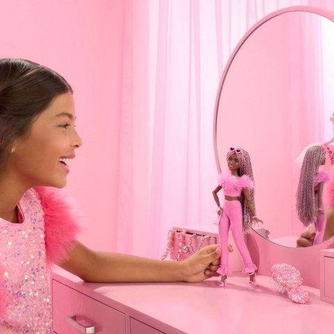 Lalka barbie deluxe style 4 różowy komplet z futerkiem
